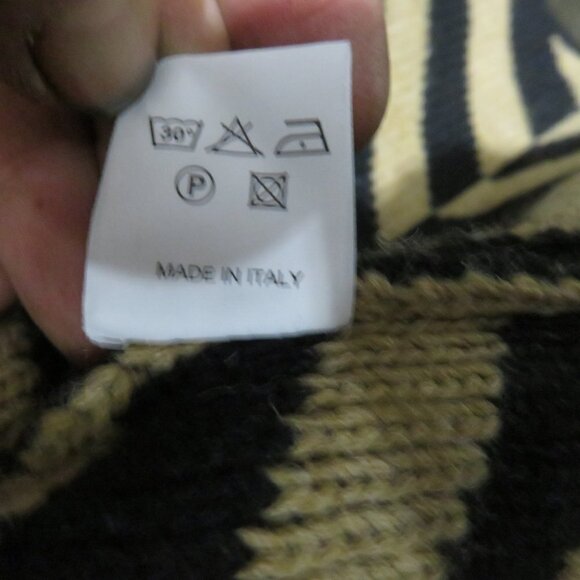 Cocogio Italian Wool Alpaca Blend Open Front Sweater Coat Black & Tan sz M/L NWT - Picture 10 of 10